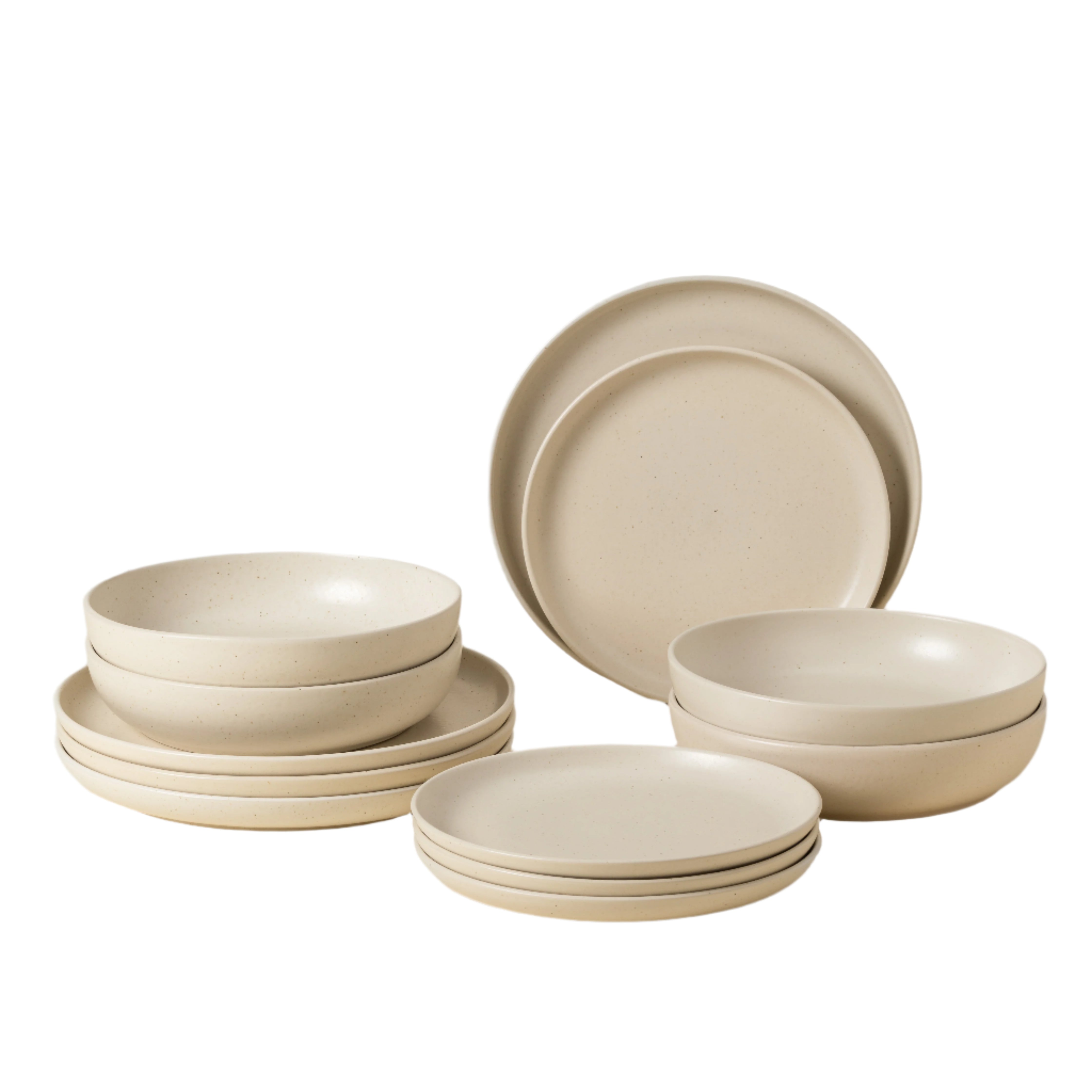 Pacifica Collection 12-pc Place Setting with Pasta Bowl in Vanilla
