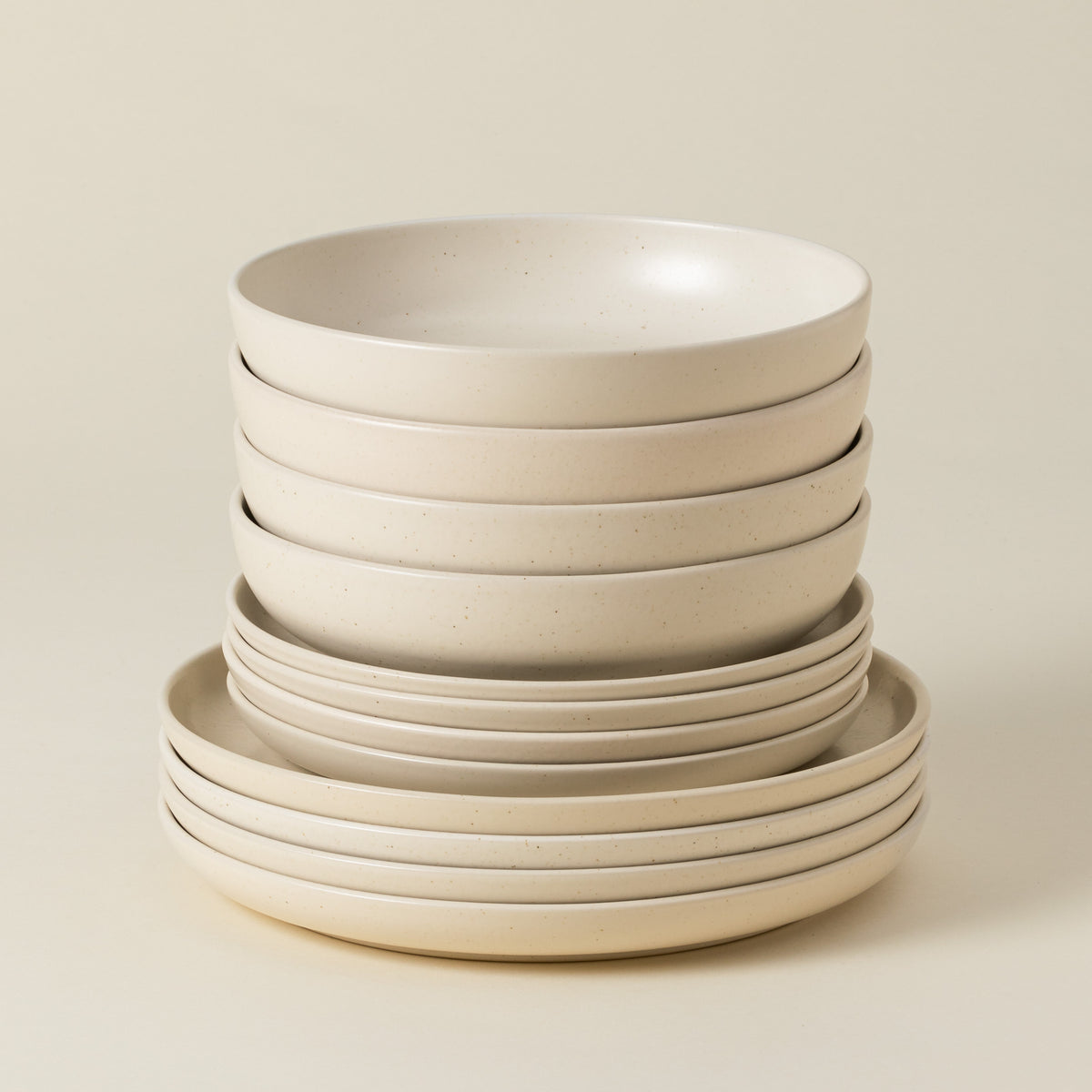 Pacifica Collection 12-pc Place Setting with Pasta Bowl in Vanilla