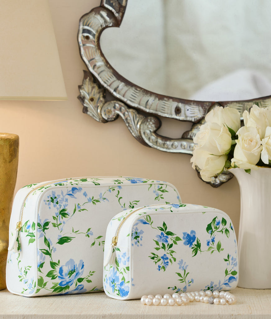 D. Porthault pour AERIN Small Beauty Bag in Fleurs du Vent