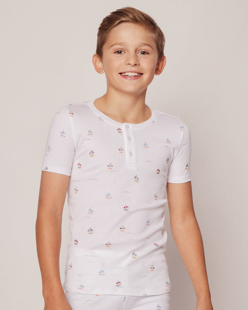 Kid’s Pima Snug Fit Pajama Short Set in Bateau