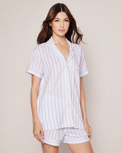 Women’s Pima Pajama Short Set in Periwinkle Stripe