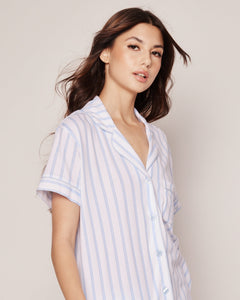 Women’s Pima Pajama Short Set in Periwinkle Stripe