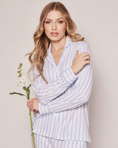 Women’s Pima Pajama Set in Periwinkle Stripe