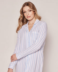 Women’s Pima Nightshirt in Periwinkle Stripe