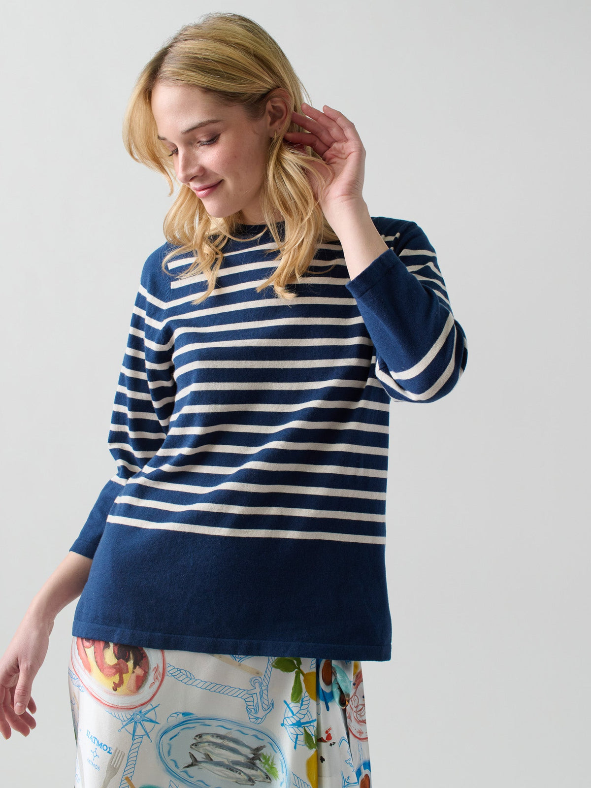 Striped Boatneck RTW LINGUA FRANCA NYC Navy XS