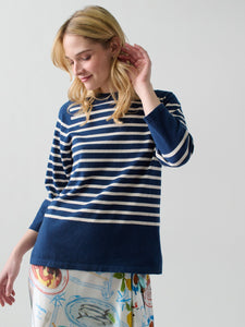 Striped Boatneck RTW LINGUA FRANCA NYC Navy XS