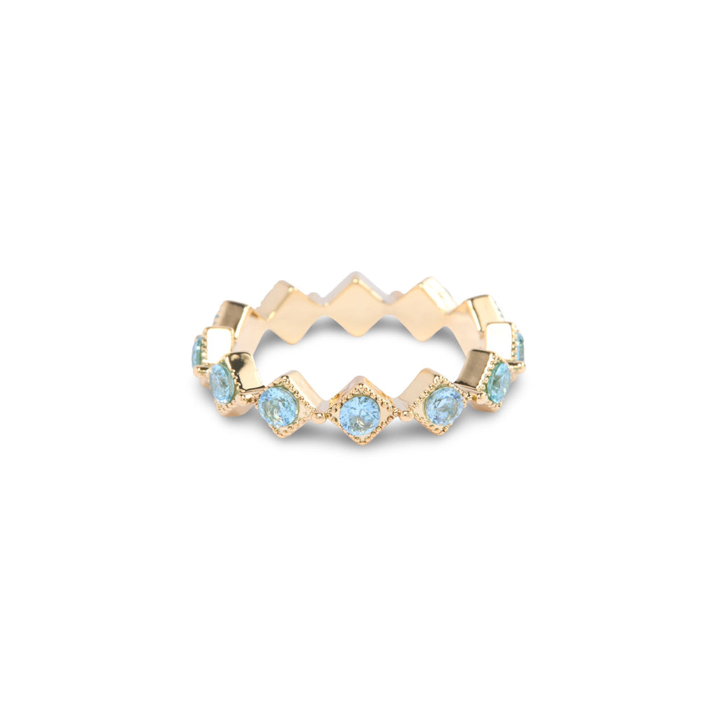 Gold Pave Diamond Gem Ring