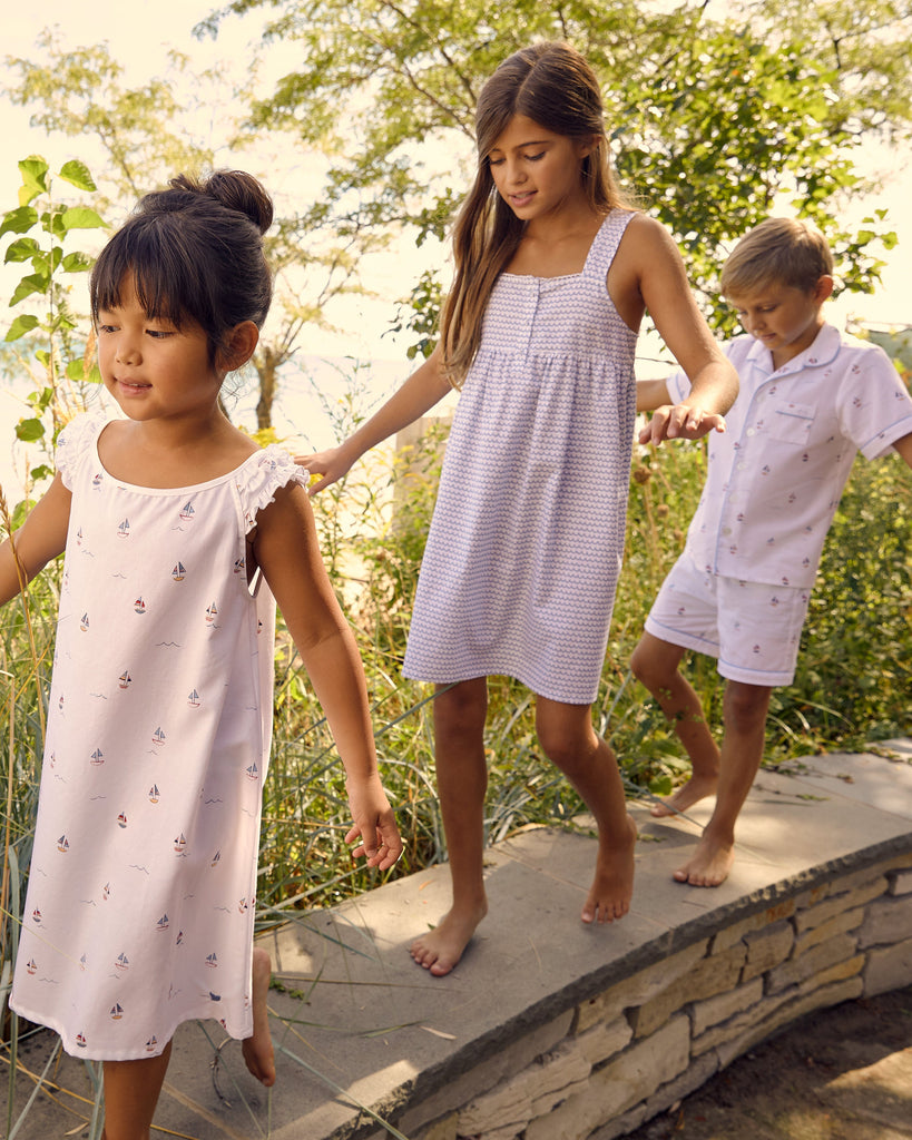 Kid’s Twill Pajama Short Set in Bateau
