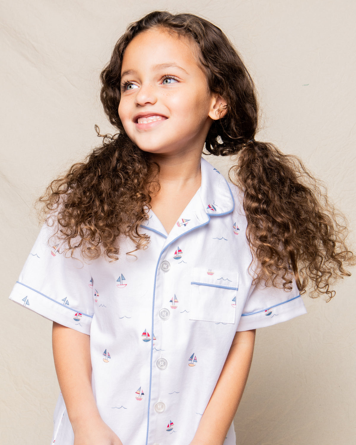 Kid’s Twill Pajama Short Set in Bateau