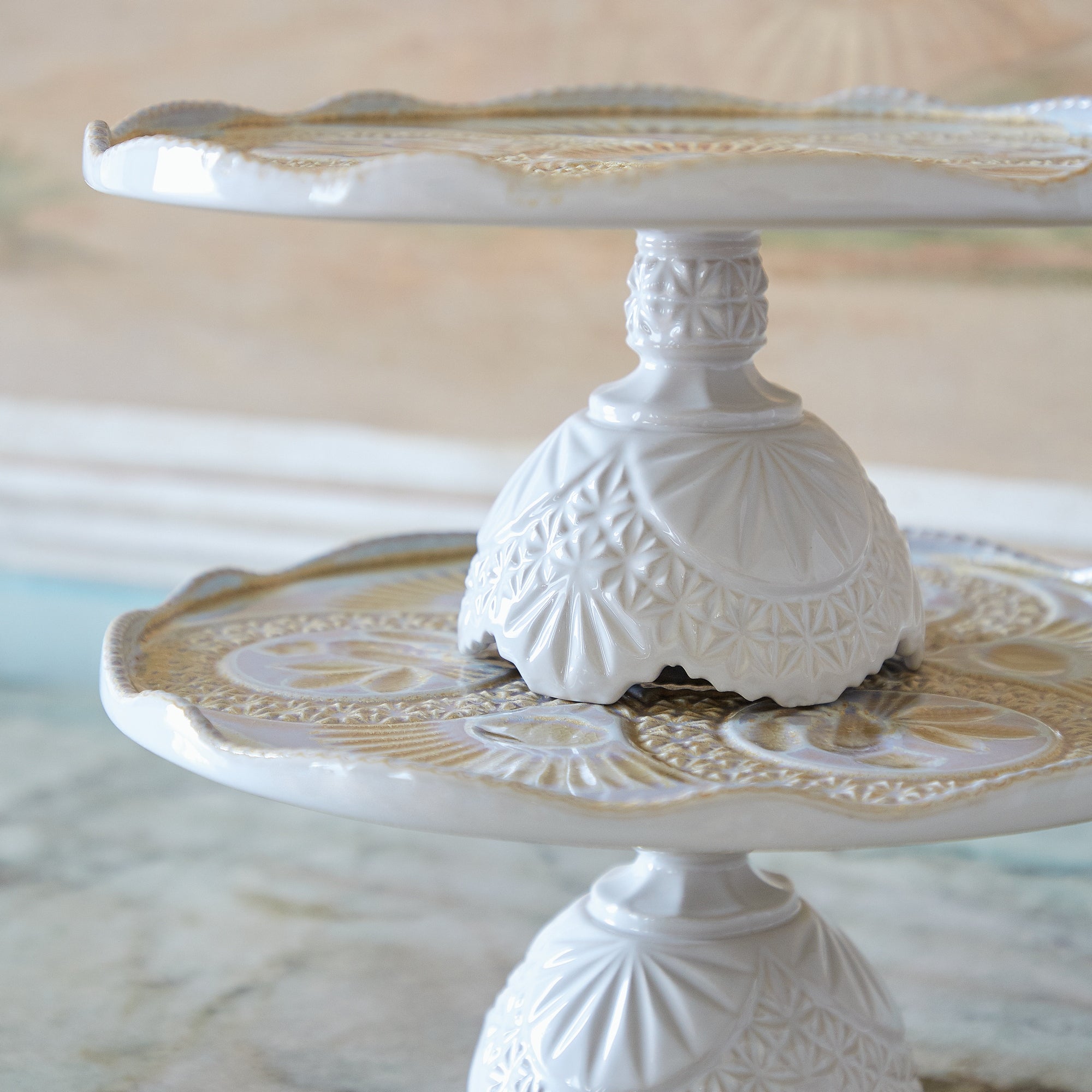 Costa Nova Cristal Collection Footed Plate 12" in Nacar