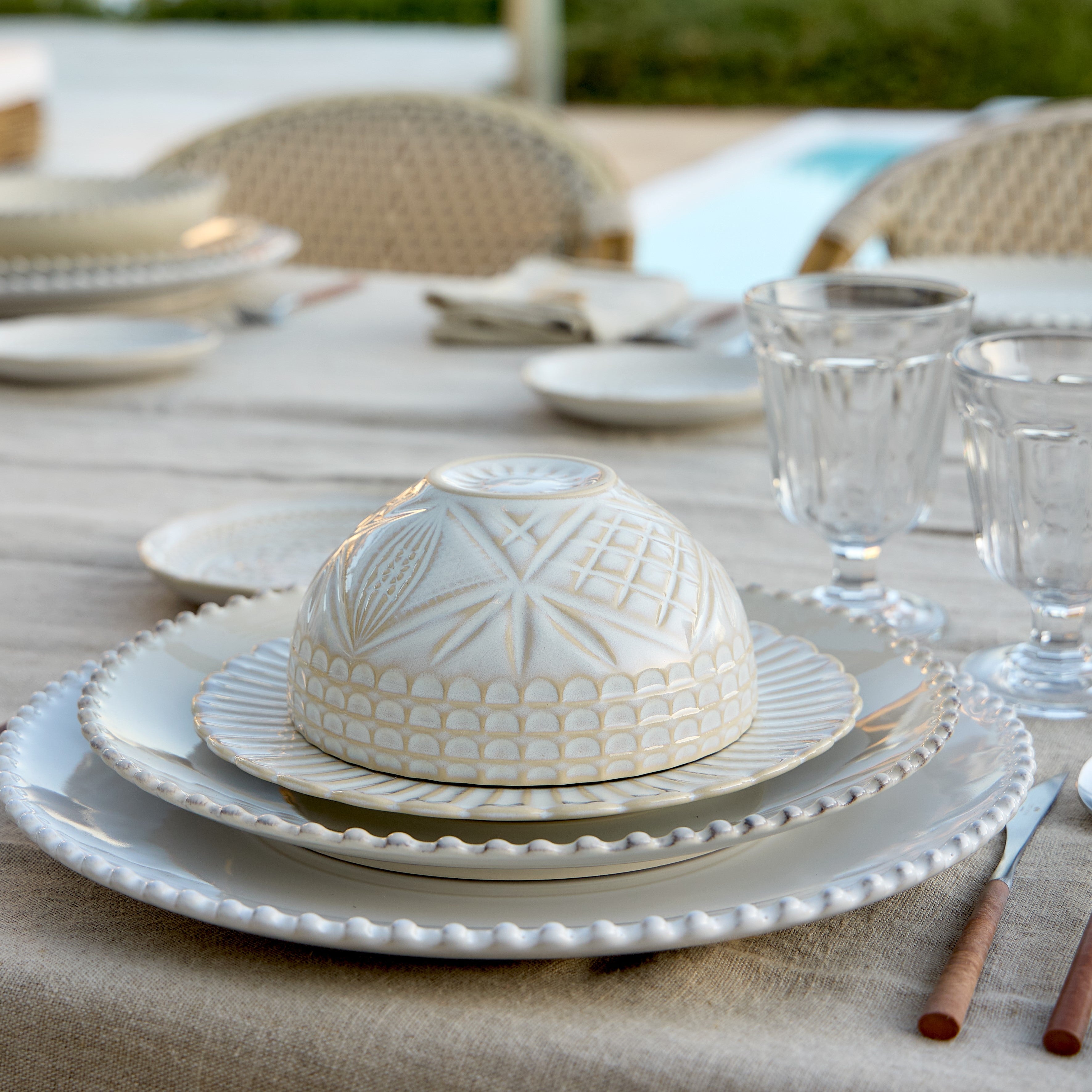 Cristal Collection Salad Plates in White, Set of 6