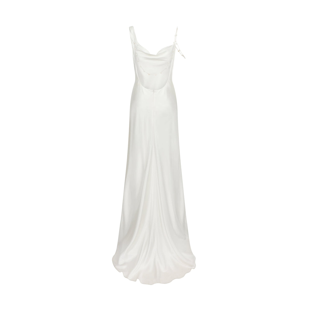 Asymmetric Cowl Dress with Pearl Straps | STYLE 019