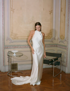 Silk Halter Dress with Organza Back Strap | STYLE 029