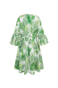 Sandy Palm Fronds Print Caftan Dress