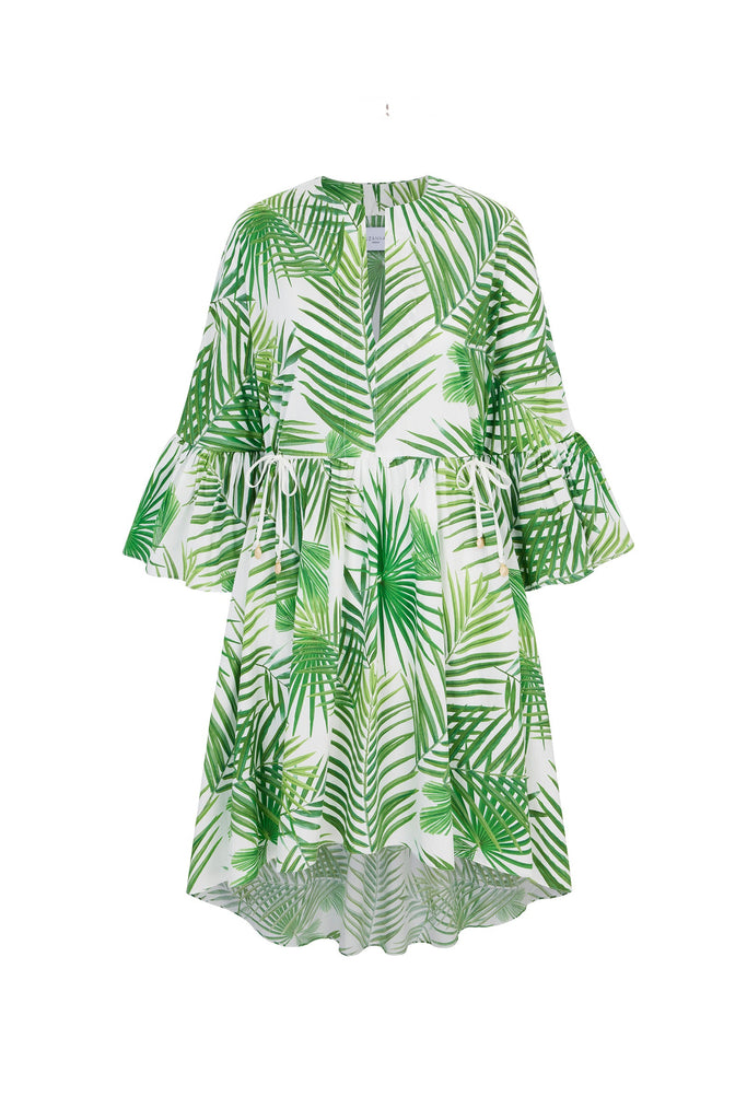 Sandy Palm Fronds Print Caftan Dress
