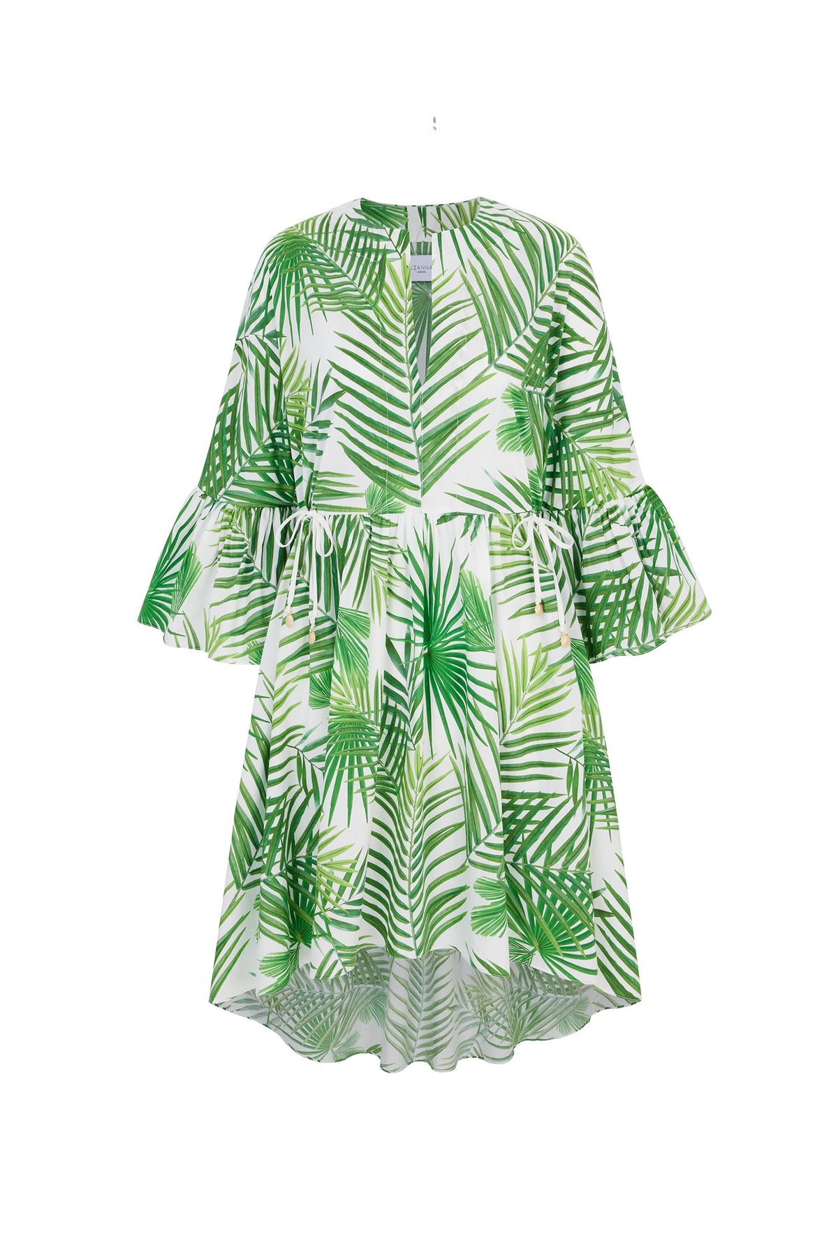 Sandy Palm Fronds Print Caftan Dress