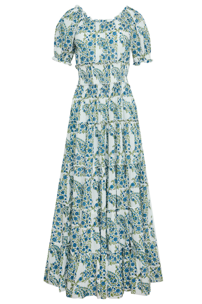 Santorini Maxi Dress in Blue Green Paisley