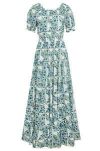 Santorini Maxi Dress in Blue Green Paisley