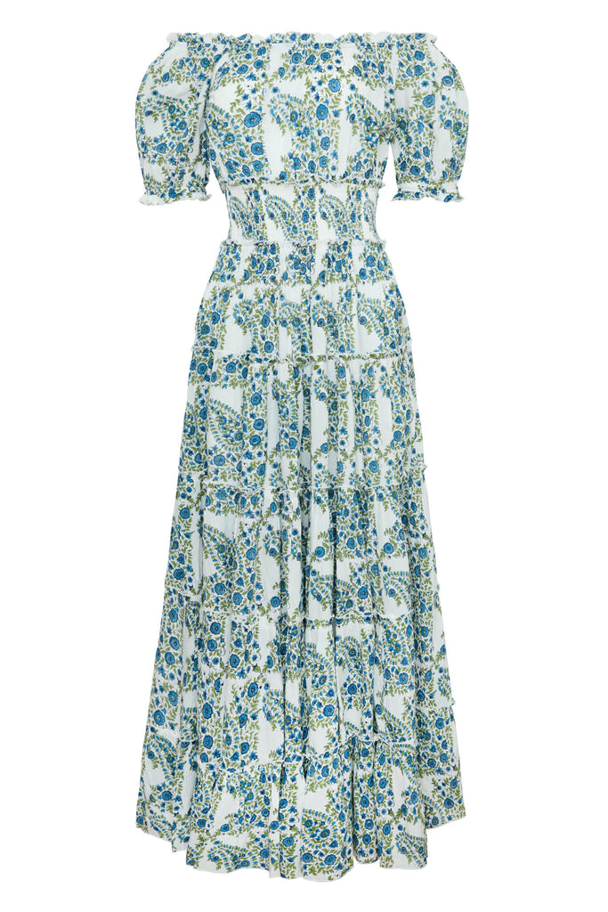 Santorini Maxi Dress in Blue Green Paisley
