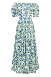 Santorini Maxi Dress in Blue Green Paisley