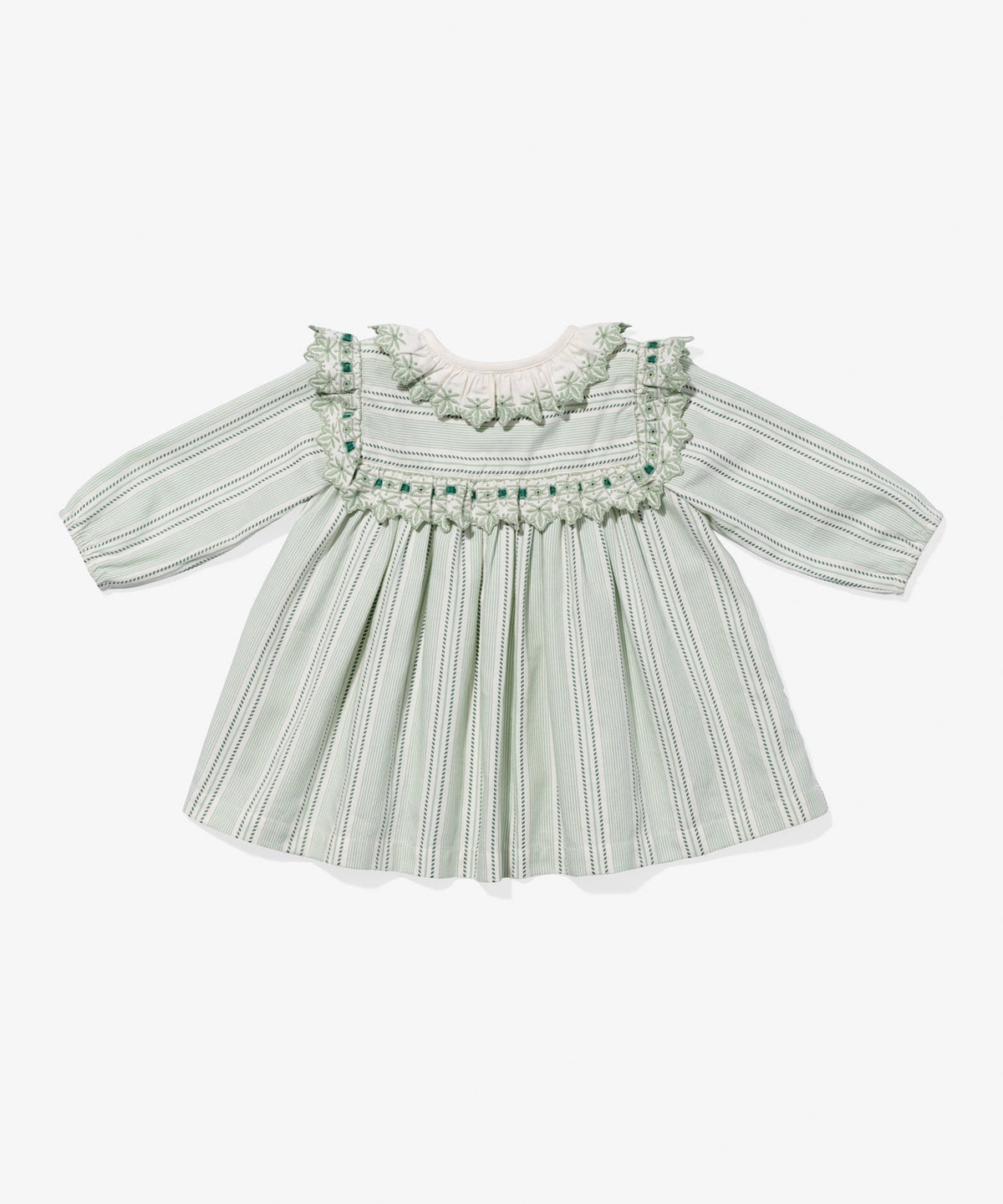 Sara Baby Dress in Sage Chevron Stripe