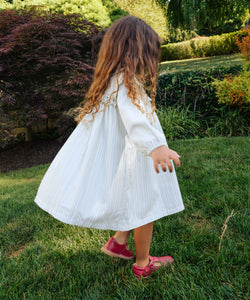 Sara Dress in Sage Chevron Stripe