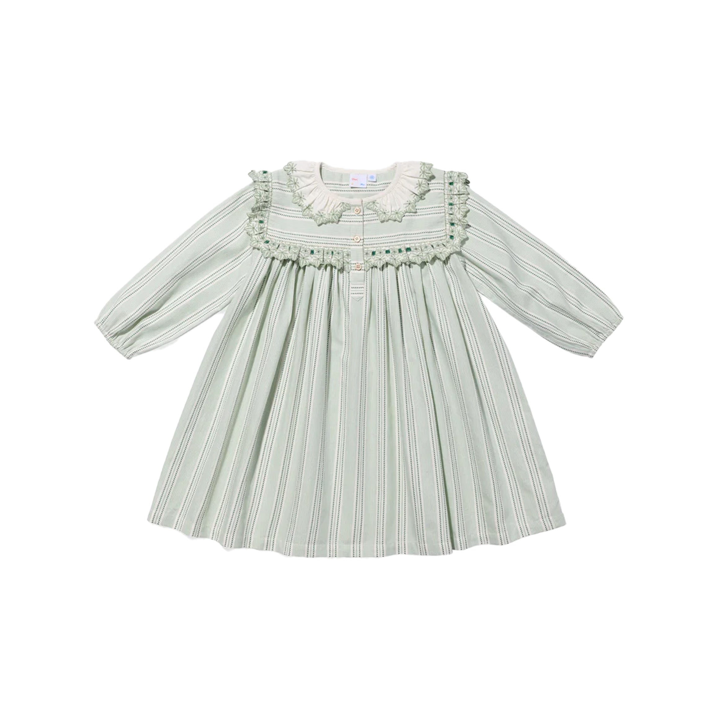 Sara Dress in Sage Chevron Stripe