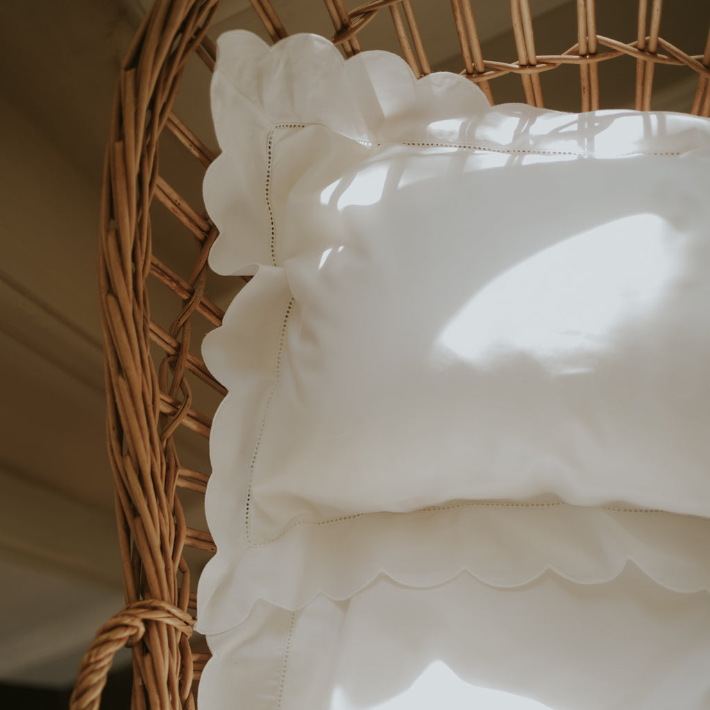 Scalloped Starlight Toddler Pillowcase in White