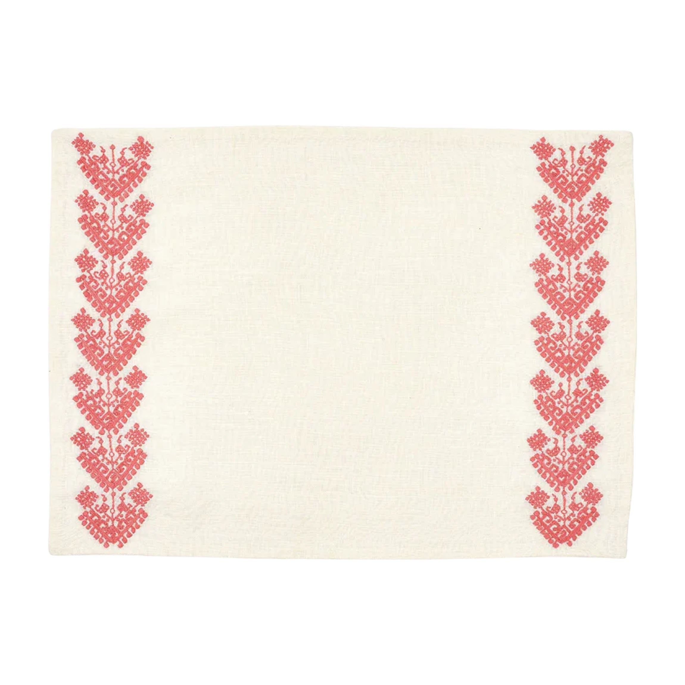 Schemata Embroidered Linen Placemat in Pink