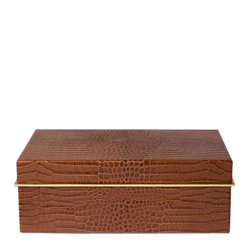 Classic Croc Leather Large Box in Chestnut