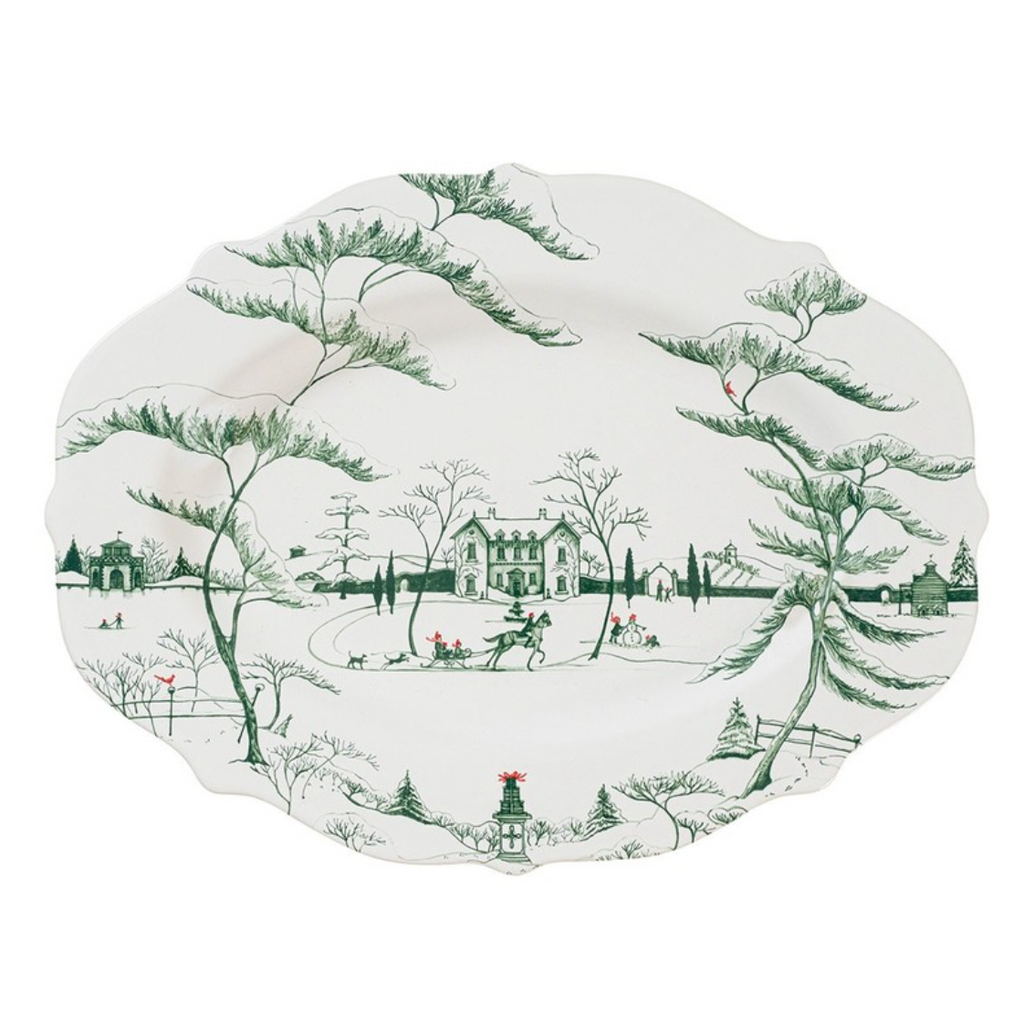 Country Estate Winter Frolic 18" Platter in Evergreen