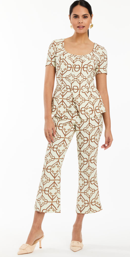 Tuxedo Crop Kick Pants in Quatrefoil Tile