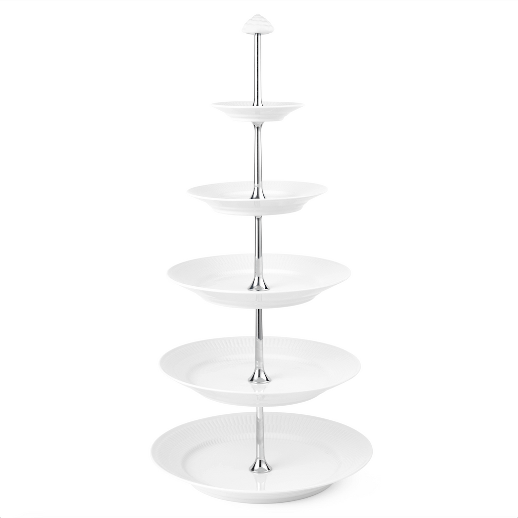 White Fluted Etagere 5 layers