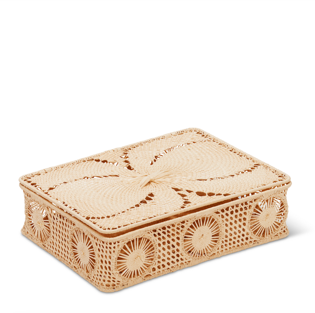 Raffia Rectangular Box with Lid
