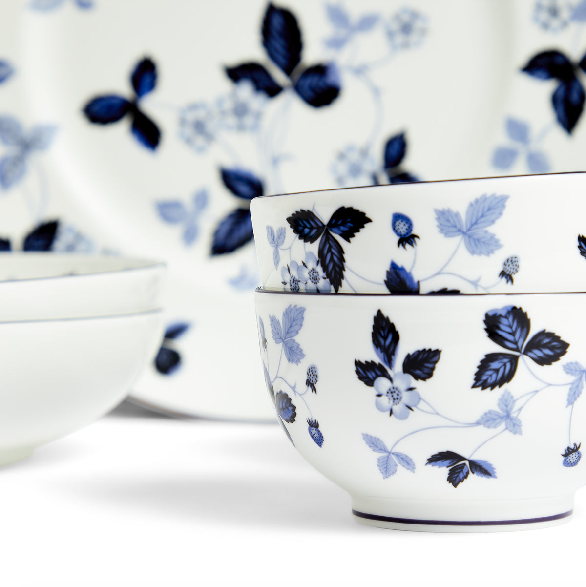 Wild Strawberry Inky Blue Dinnerware, Set of 8