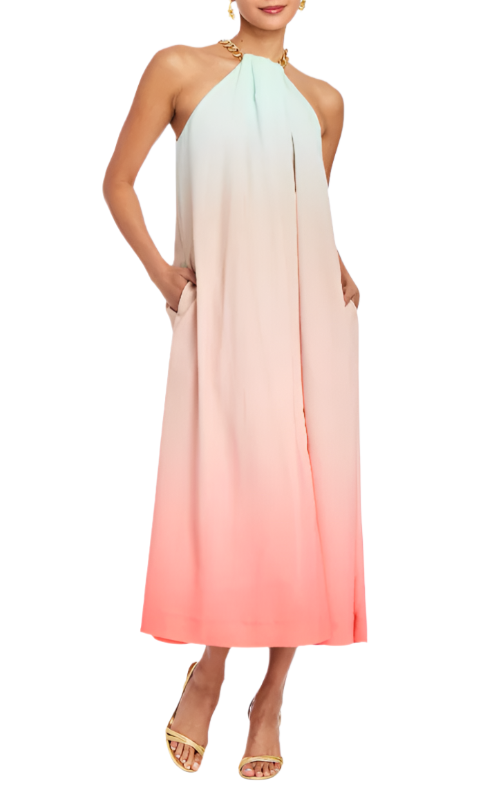 Bijou Halter Dress in Coastal Ombre