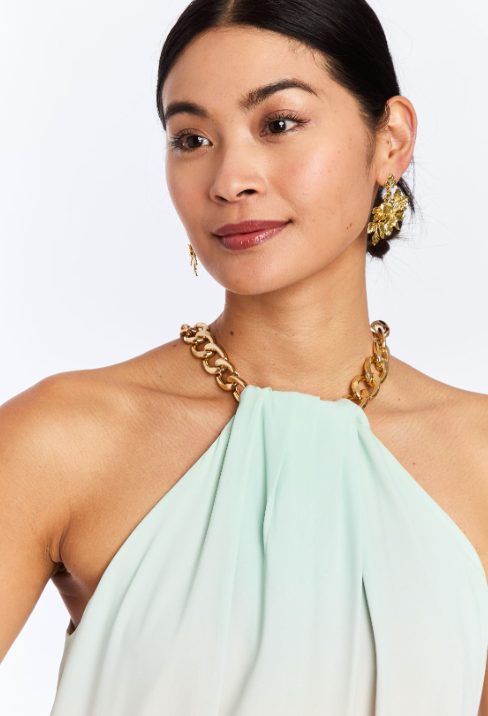 Bijou Halter Dress in Coastal Ombre