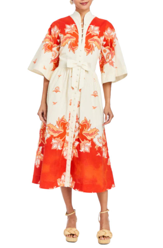 Carmen Midi Dress in Sunset Ivory