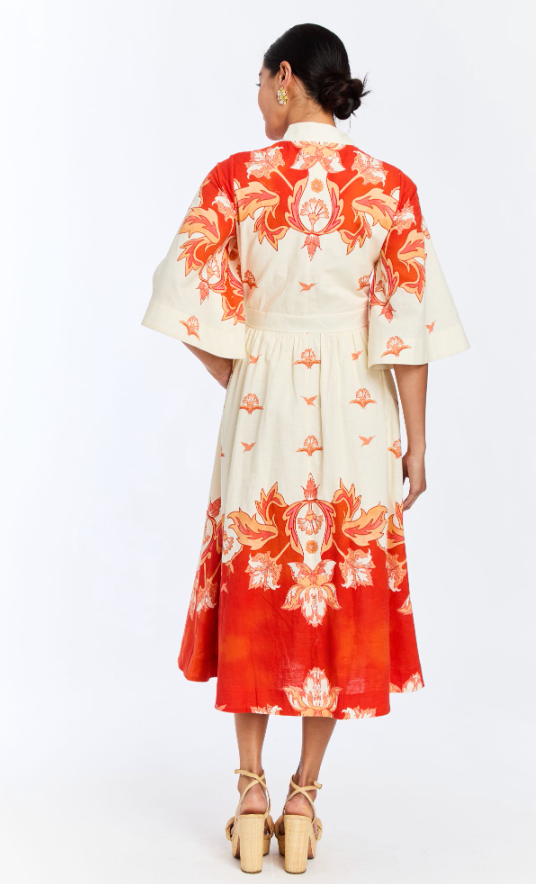 Carmen Midi Dress in Sunset Ivory