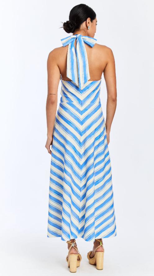 Copacabana Halter Dress in Santorini Stripe