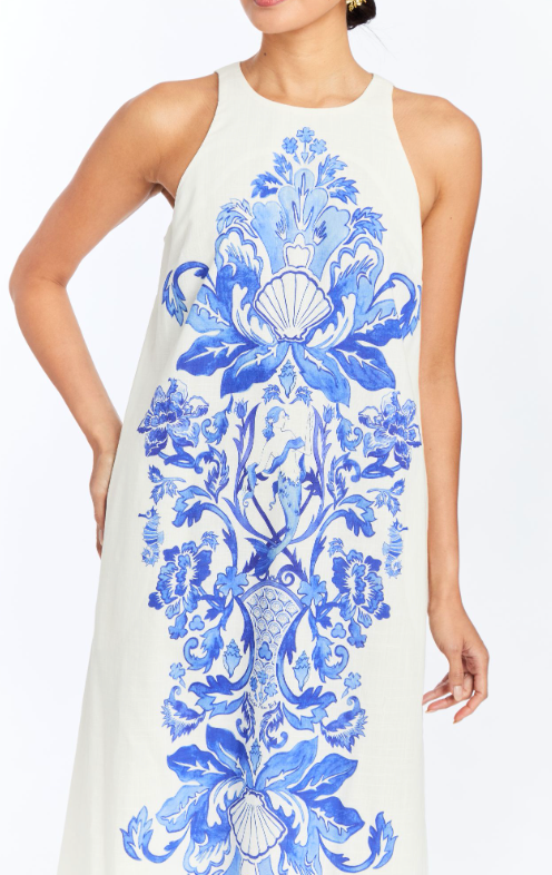 Farfalle Midi Dress in Mermaid Blue