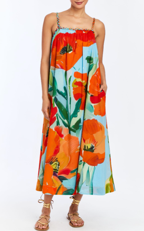 Solen Midi Dress in Poppy Red