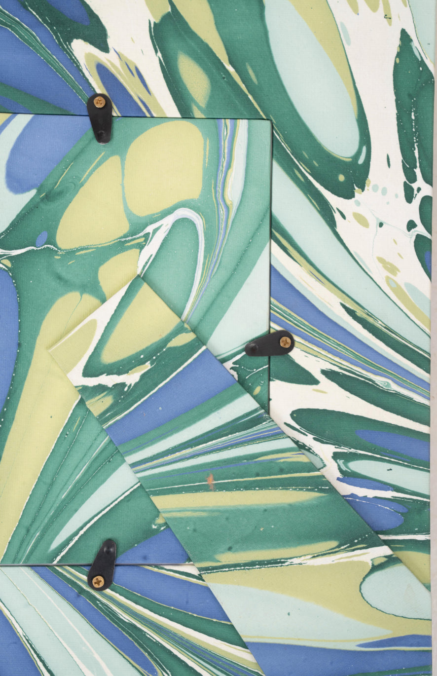 Hand-Marbled Large Wall Picture Frame 5x7 in Green & Blue