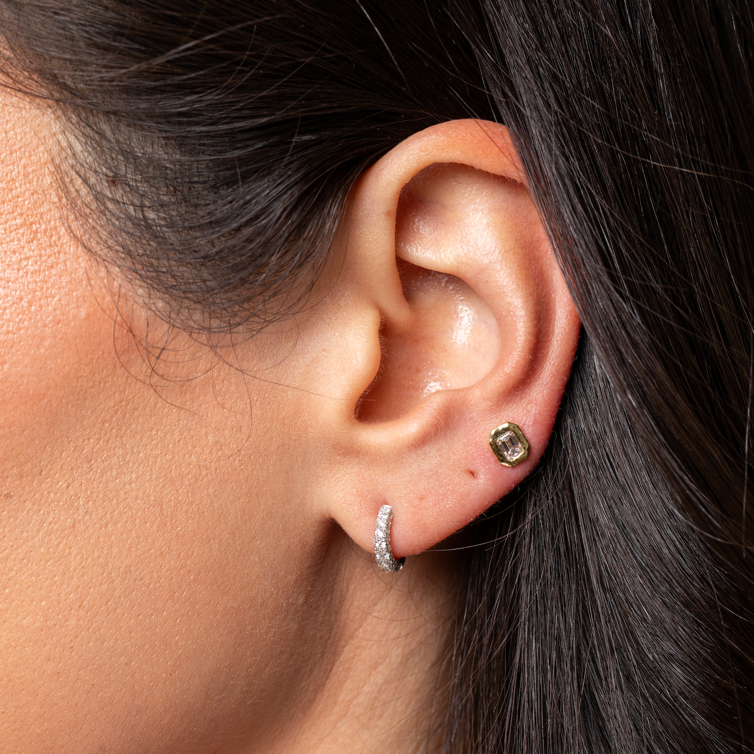Cobblestone Micro Diamond Hoop