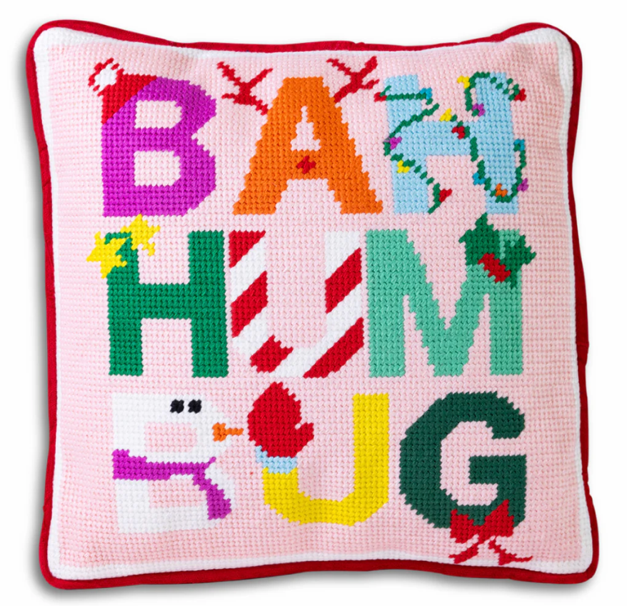 Bah Humbug Needlepoint Pillow