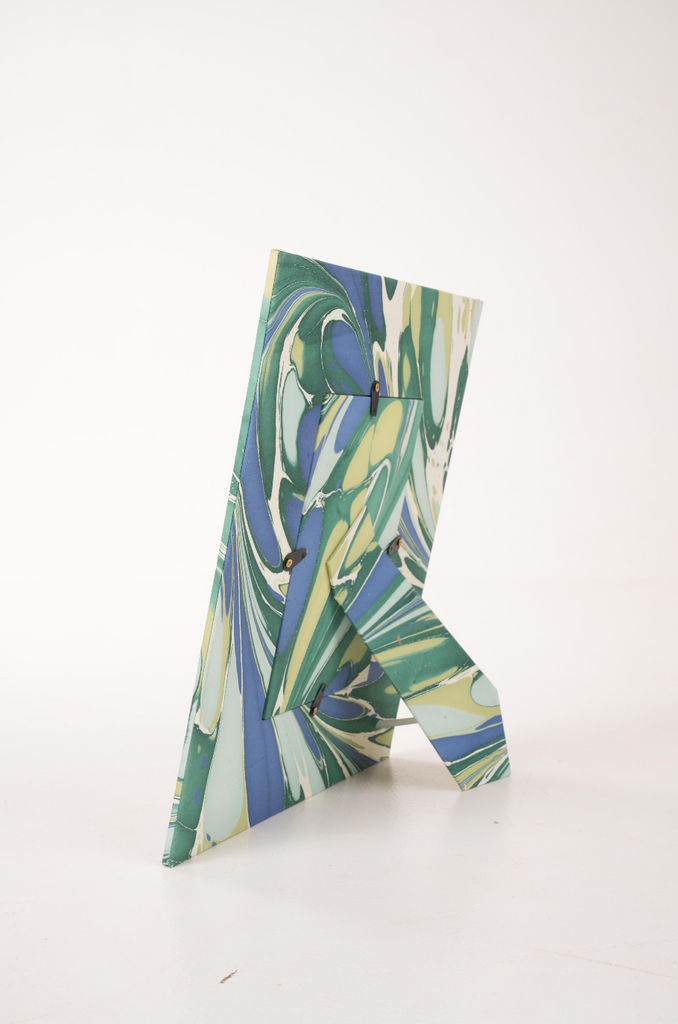 Green and Blue Hand-Marbled Large Wall Picture Frame