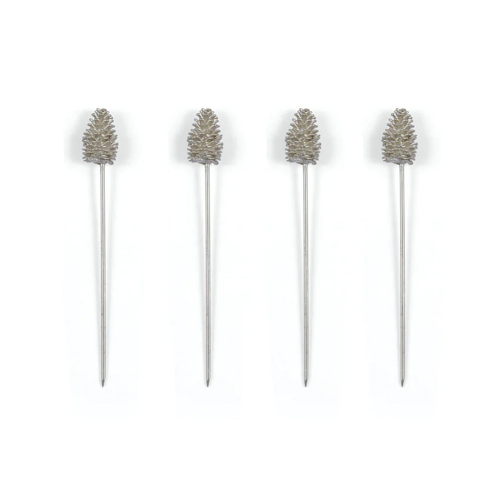 Set of 4 Pine Cone Cocktail Picks