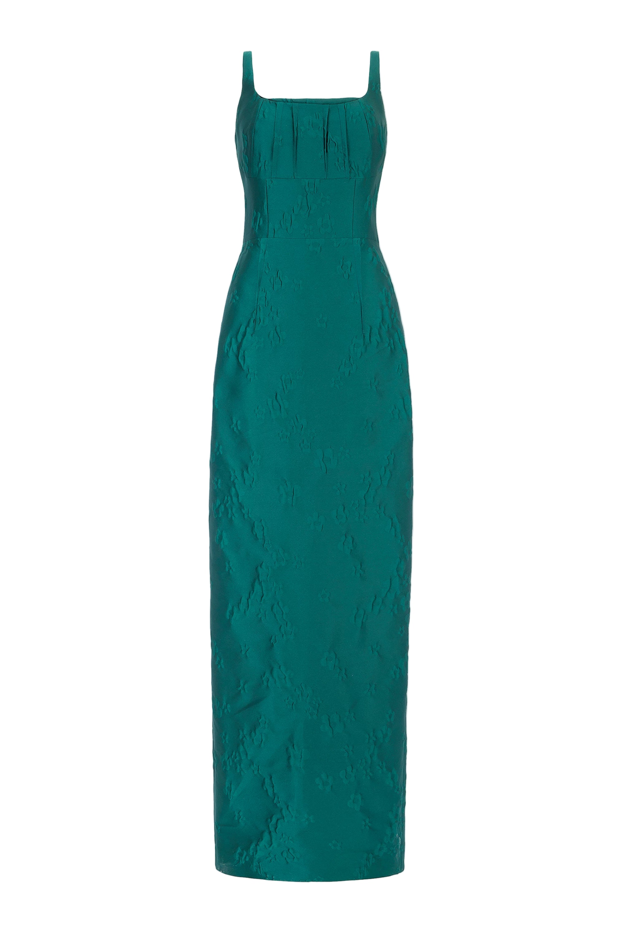 Sharon Dress in Emerald Green Ditsy Floral Jacquard