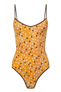 The Shea One Piece in Marigold Ikat Dot