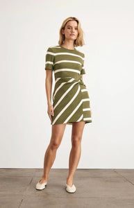 Short Striped Cody Dress in Fern & Cream Stripe